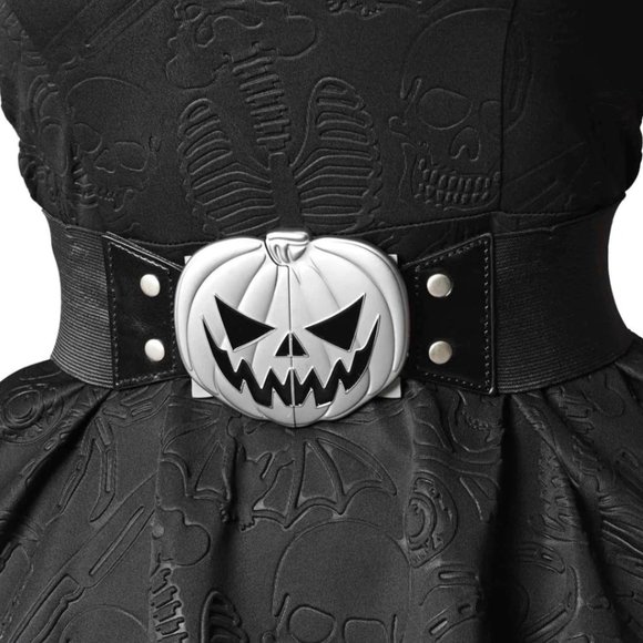 Kreepsville 666 Accessories - BACK IN STOCK!! Halloween Black Elastic Waist Belt Pumpkin S-M L-XL 2XL-3XL NWT